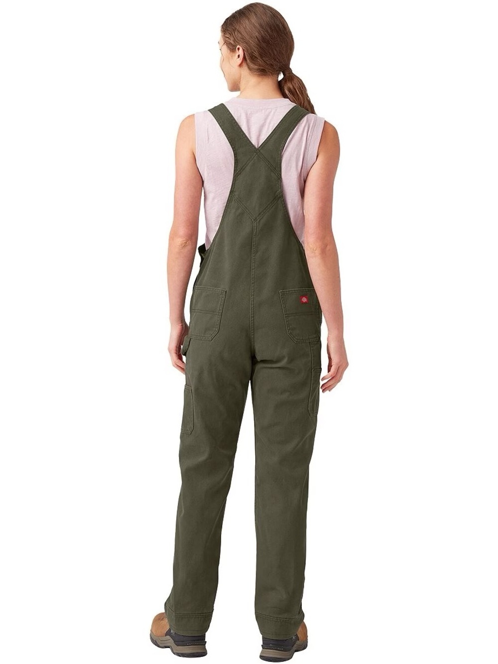 Dickies Women's Relaxed Fit Bib Overalls, Rinsed Moss Green - Picture 2 of 10